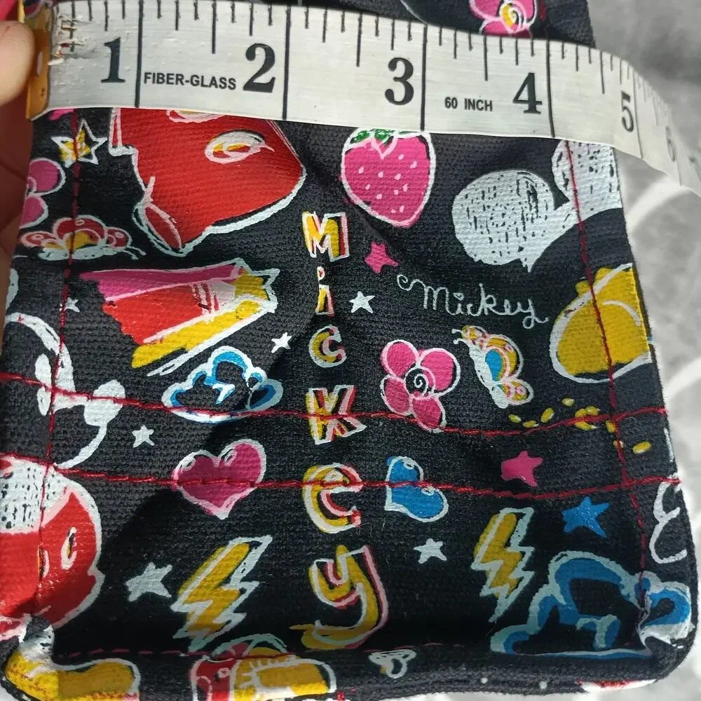 Disney Mickey Mouse Tote Bag Womens Black Red Multicolor Canvas Print - Picture 4 of 8